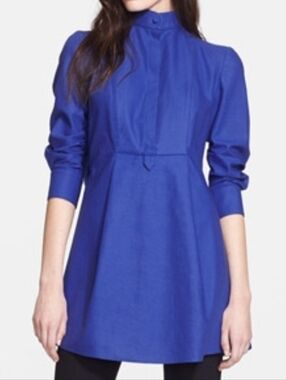 Alexander Mcqueen Blue Pleated Tunic